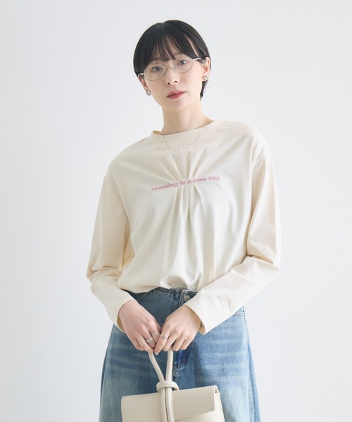Paradise Picnic(パラダイスピクニック)の「ギャザーロゴロンT(Tシャツ/カットソー・レディース・アイボリー/ブラック・FREE)」の2枚目の写真
