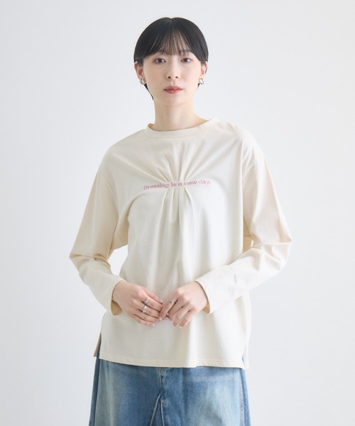 Paradise Picnic(パラダイスピクニック)の「ギャザーロゴロンT(Tシャツ/カットソー・レディース・アイボリー/ブラック・FREE)」の12枚目の写真