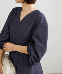 IENA | サッカーVネックフレアワンピース(ワンピース)