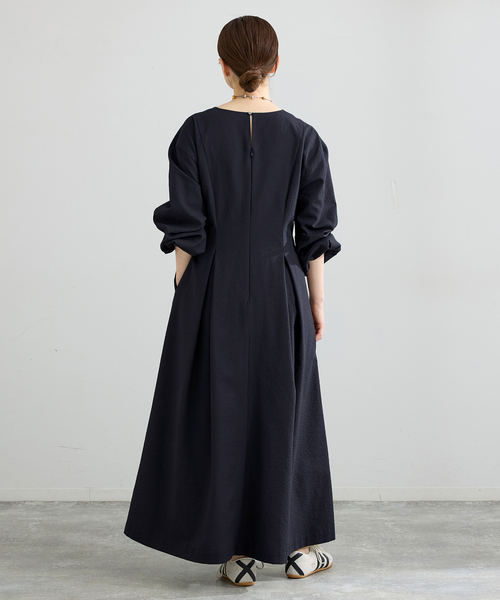 IENA（イエナ）の「サッカーVネックフレアワンピース（ワンピース・レディース・ブラック/ダークブルー・38/36）」の8枚目の写真