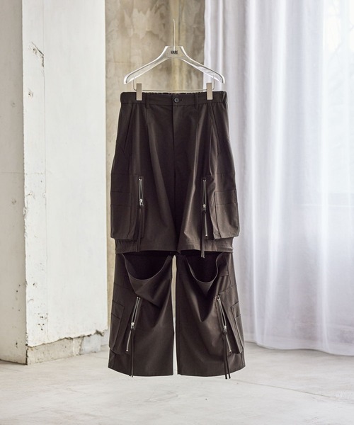 HARE（ハレ）の「CLEAR TEXTURE ZIPカーゴパンツ(HARE)（カーゴパンツ・メンズ・ブラック/グレー/ブラウン・MEDIUM/SMALL）」の3枚目の写真