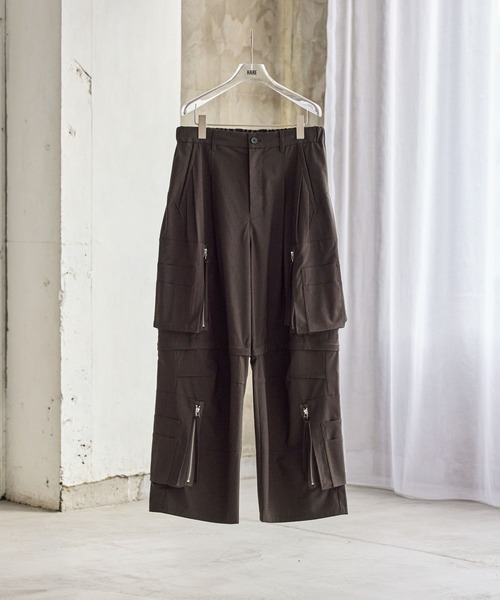 HARE（ハレ）の「CLEAR TEXTURE ZIPカーゴパンツ(HARE)（カーゴパンツ・メンズ・ブラック/グレー/ブラウン・MEDIUM/SMALL）」の4枚目の写真