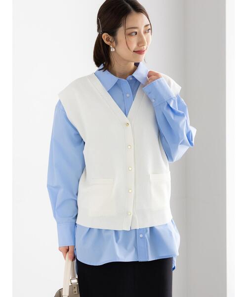 Te chichi（テチチ）の「総針ポケット付きVネックベスト《2026 spring catalog item》（ニット/セーター・レディース・オフホワイト/グレー/ネイビー・F）」の2枚目の写真