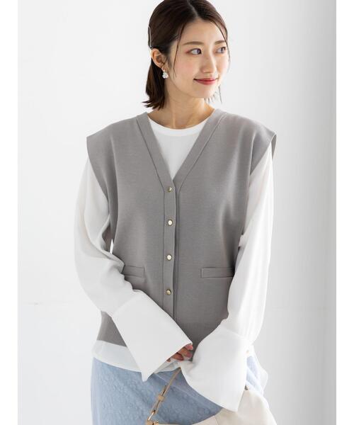 Te chichi（テチチ）の「総針ポケット付きVネックベスト《2026 spring catalog item》（ニット/セーター・レディース・オフホワイト/グレー/ネイビー・F）」の21枚目の写真