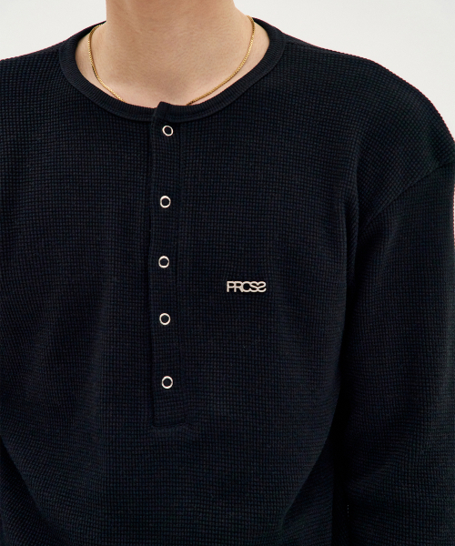 PROCESS（プロセス）の「Fine Jersey Henley - Black（Tシャツ/カットソー・メンズ・ブラック・FREE）」の5枚目の写真