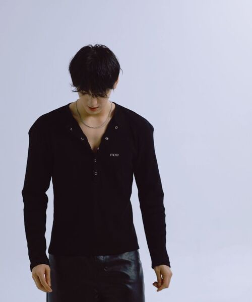 PROCESS（プロセス）の「Fine Jersey Henley - Black（Tシャツ/カットソー・メンズ・ブラック・FREE）」の9枚目の写真