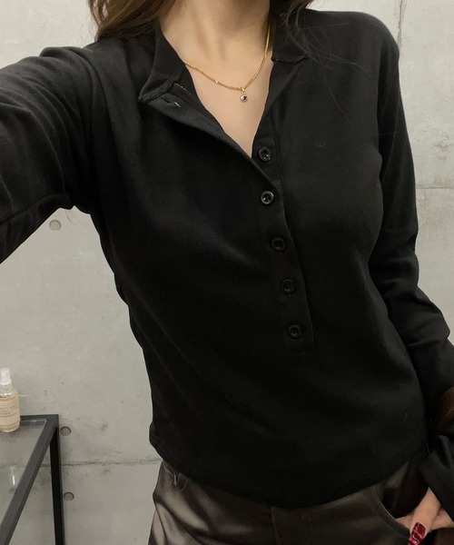 ROGER AND RAW(ロジャーアンドロウ)の「ヘンリーネックロングスリーブTシャツ(Tシャツ/カットソー・レディース・ブラック/グレー/ワインレッド・FREE)」の10枚目の写真