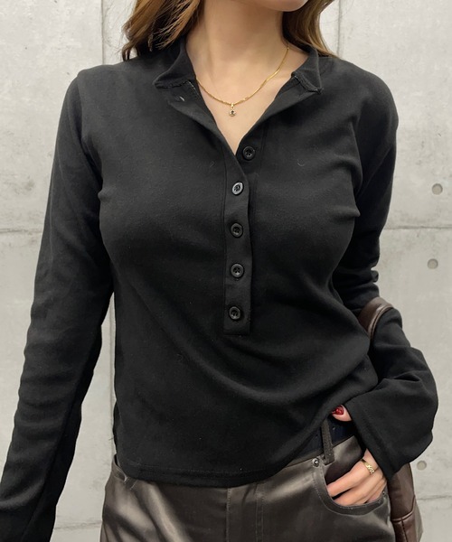 ROGER AND RAW(ロジャーアンドロウ)の「ヘンリーネックロングスリーブTシャツ(Tシャツ/カットソー・レディース・ブラック/グレー/ワインレッド・FREE)」の11枚目の写真