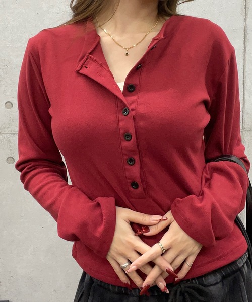 ROGER AND RAW(ロジャーアンドロウ)の「ヘンリーネックロングスリーブTシャツ(Tシャツ/カットソー・レディース・ブラック/グレー/ワインレッド・FREE)」の20枚目の写真