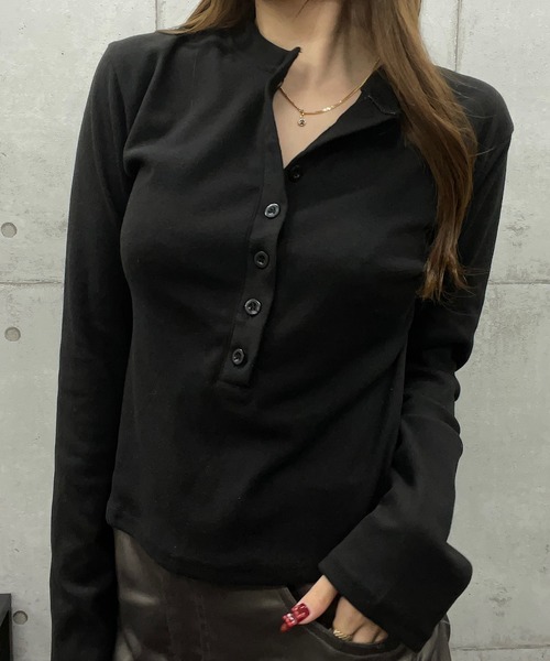 ROGER AND RAW(ロジャーアンドロウ)の「ヘンリーネックロングスリーブTシャツ(Tシャツ/カットソー・レディース・ブラック/グレー/ワインレッド・FREE)」の21枚目の写真