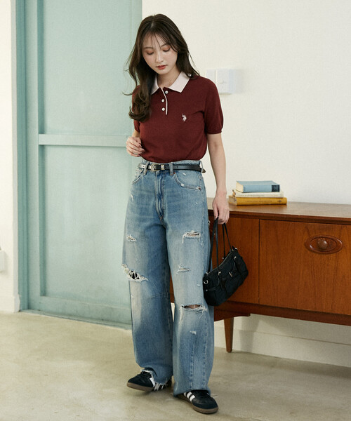 U.S. POLO ASSN.(ユーエスポロアッスン)の「U.S. POLO ASSN. × PUBLUX/ユーエスポロアッスン <接触冷感>別注 2枚襟 ニット ポロシャツ 限定展開(ポロシャツ・レディース・ネイビー/ワインレッド/チャコールグレー・フリ-)」の22枚目の写真