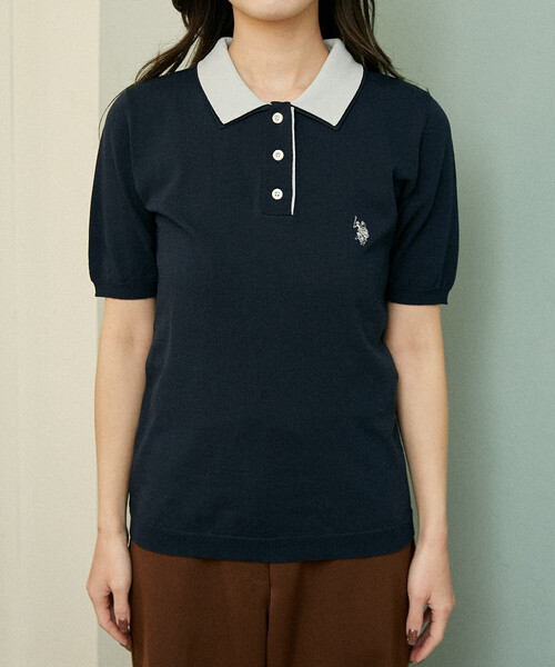 U.S. POLO ASSN.(ユーエスポロアッスン)の「U.S. POLO ASSN. × PUBLUX/ユーエスポロアッスン <接触冷感>別注 2枚襟 ニット ポロシャツ 限定展開(ポロシャツ・レディース・ネイビー/ワインレッド/チャコールグレー・フリ-)」の6枚目の写真