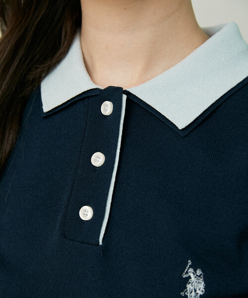 U.S. POLO ASSN.(ユーエスポロアッスン)の「U.S. POLO ASSN. × PUBLUX/ユーエスポロアッスン <接触冷感>別注 2枚襟 ニット ポロシャツ 限定展開(ポロシャツ・レディース・ネイビー/ワインレッド/チャコールグレー・フリ-)」の9枚目の写真