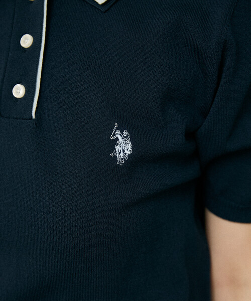U.S. POLO ASSN.(ユーエスポロアッスン)の「U.S. POLO ASSN. × PUBLUX/ユーエスポロアッスン <接触冷感>別注 2枚襟 ニット ポロシャツ 限定展開(ポロシャツ・レディース・ネイビー/ワインレッド/チャコールグレー・フリ-)」の10枚目の写真
