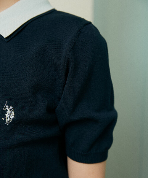 U.S. POLO ASSN.(ユーエスポロアッスン)の「U.S. POLO ASSN. × PUBLUX/ユーエスポロアッスン <接触冷感>別注 2枚襟 ニット ポロシャツ 限定展開(ポロシャツ・レディース・ネイビー/ワインレッド/チャコールグレー・フリ-)」の11枚目の写真