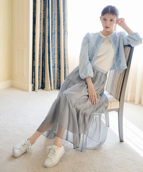 TOCCA(トッカ)の「CRYSTAL SHEER スカート(スカート・レディース・グレー系/スモーキーグリーン系・0/4)」の11枚目の写真