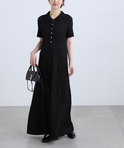 FREE'S MART(フリーズマート)の「◆金ボタンカットジャガードポロワンピース(ワンピース・レディース・ブラック/ブラウン/ライトグリーン・SMALL/MEDIUM)」の2枚目の写真