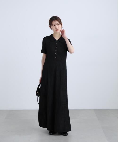 FREE'S MART(フリーズマート)の「◆金ボタンカットジャガードポロワンピース(ワンピース・レディース・ブラック/ブラウン/ライトグリーン・SMALL/MEDIUM)」の6枚目の写真