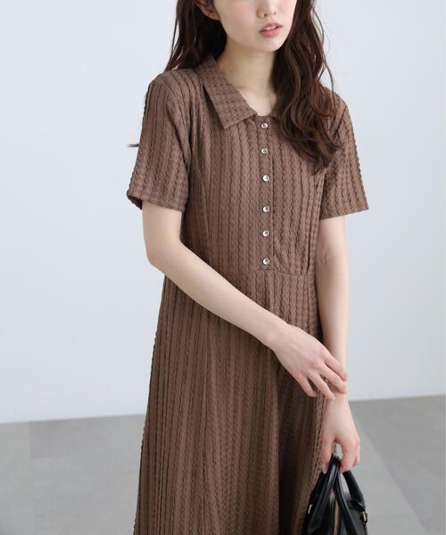 FREE'S MART(フリーズマート)の「◆金ボタンカットジャガードポロワンピース(ワンピース・レディース・ブラック/ブラウン/ライトグリーン・SMALL/MEDIUM)」の8枚目の写真