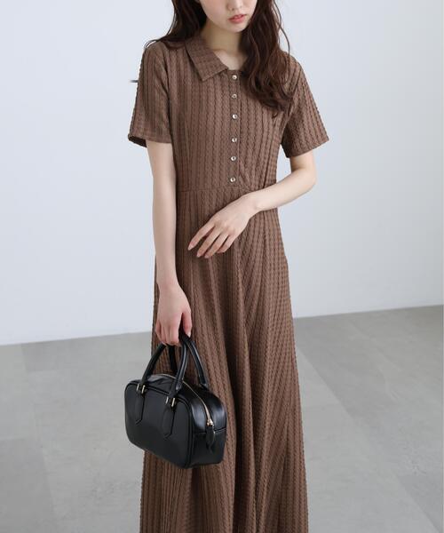 FREE'S MART(フリーズマート)の「◆金ボタンカットジャガードポロワンピース(ワンピース・レディース・ブラック/ブラウン/ライトグリーン・SMALL/MEDIUM)」の9枚目の写真