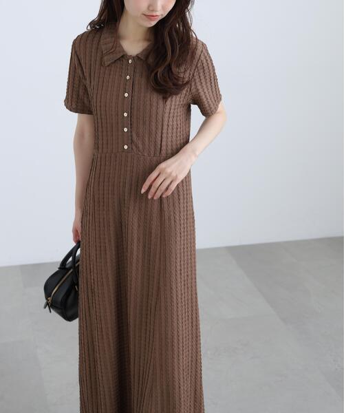 FREE'S MART(フリーズマート)の「◆金ボタンカットジャガードポロワンピース(ワンピース・レディース・ブラック/ブラウン/ライトグリーン・SMALL/MEDIUM)」の10枚目の写真