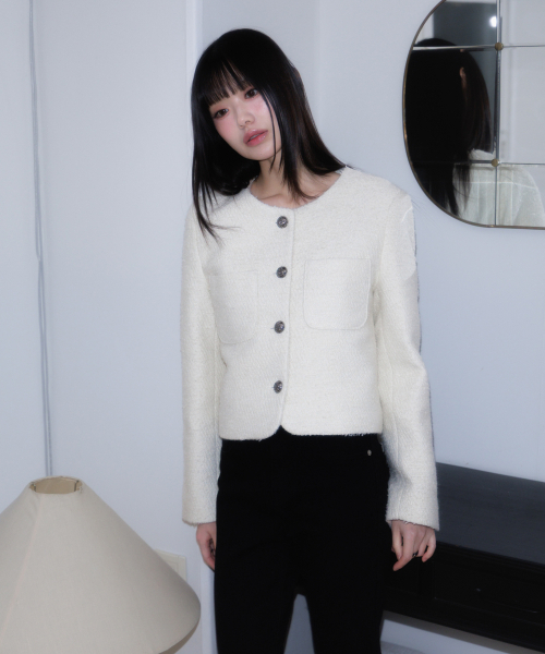 ROSEFRANTZ（ロゼフランツ）の「Classic Button Crop Tweed Jacket [Ivory]（その他アウター・レディース・アイボリー・OS）」の5枚目の写真