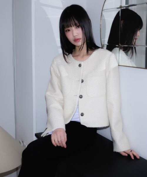 ROSEFRANTZ（ロゼフランツ）の「Classic Button Crop Tweed Jacket [Ivory]（その他アウター・レディース・アイボリー・OS）」の7枚目の写真