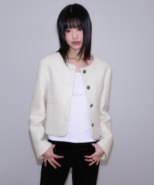ROSEFRANTZ（ロゼフランツ）の「Classic Button Crop Tweed Jacket [Ivory]（その他アウター・レディース・アイボリー・OS）」の8枚目の写真