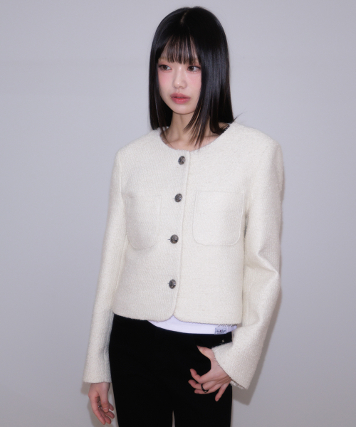 ROSEFRANTZ（ロゼフランツ）の「Classic Button Crop Tweed Jacket [Ivory]（その他アウター・レディース・アイボリー・OS）」の13枚目の写真