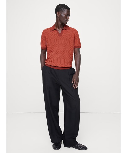 Banana Republic(バナナリパブリック)の「リネンコットンブレンド ジャカード ポロシャツ(ポロシャツ・メンズ・イエロー/グリーン/レッド・S/M/L/XL)」の3枚目の写真