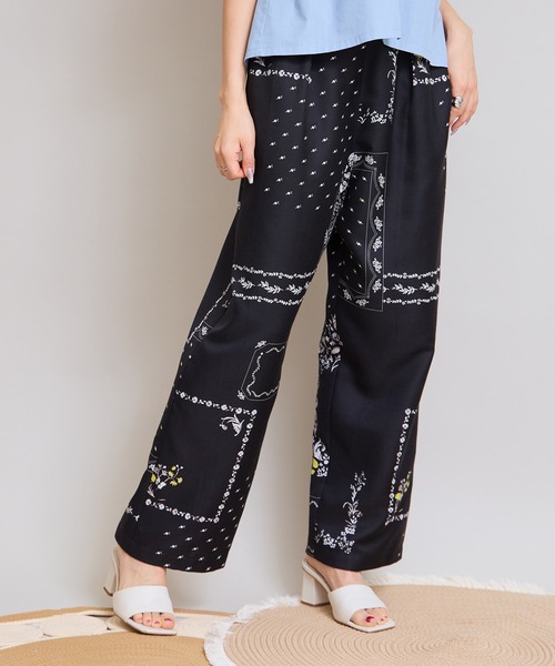 LHELBIE（レルビエ）の「パッチワークプリントブッチャーパンツ（その他パンツ・レディース・ブラック/ベージュ・M）」の2枚目の写真