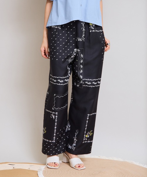 LHELBIE（レルビエ）の「パッチワークプリントブッチャーパンツ（その他パンツ・レディース・ブラック/ベージュ・M）」の12枚目の写真