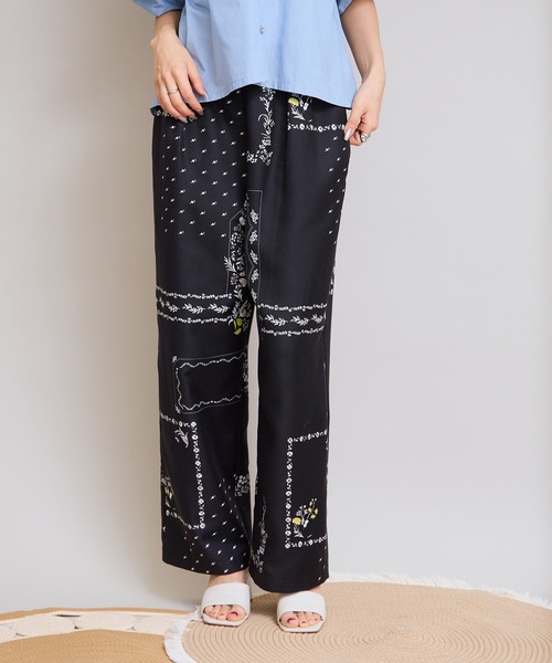 LHELBIE（レルビエ）の「パッチワークプリントブッチャーパンツ（その他パンツ・レディース・ブラック/ベージュ・M）」の5枚目の写真
