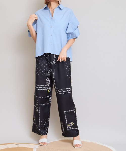 LHELBIE（レルビエ）の「パッチワークプリントブッチャーパンツ（その他パンツ・レディース・ブラック/ベージュ・M）」の13枚目の写真