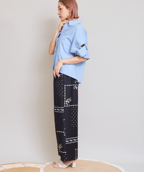 LHELBIE（レルビエ）の「パッチワークプリントブッチャーパンツ（その他パンツ・レディース・ブラック/ベージュ・M）」の14枚目の写真