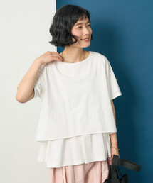藤本美貴 × FREAK'S STORE/フリークスストア ドッキングレイヤード Tシャツブラウス