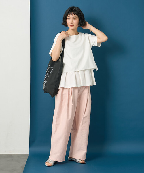FREAK'S STORE(フリークスストア)の「藤本美貴 × FREAK'S STORE/フリークスストア ドッキングレイヤード Tシャツブラウス(Tシャツ/カットソー・レディース・ブラウン/オフホワイト/ブルー・フリ-)」の6枚目の写真