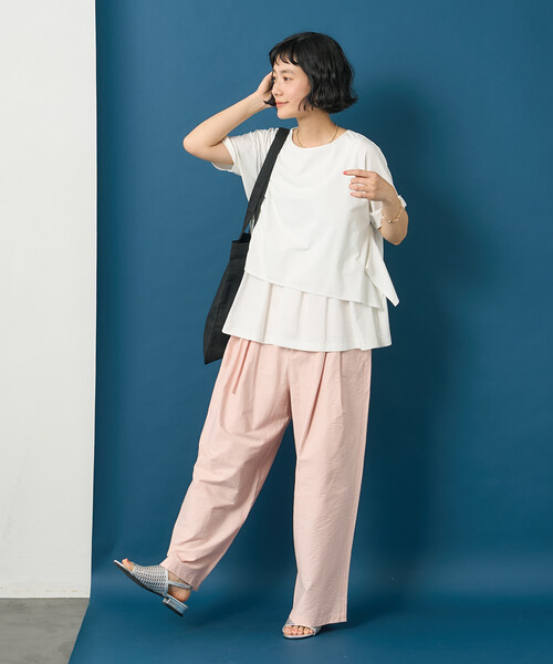 FREAK'S STORE(フリークスストア)の「藤本美貴 × FREAK'S STORE/フリークスストア ドッキングレイヤード Tシャツブラウス(Tシャツ/カットソー・レディース・ブラウン/オフホワイト/ブルー・フリ-)」の7枚目の写真