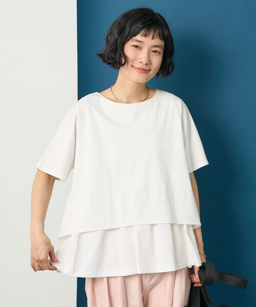 FREAK'S STORE(フリークスストア)の「藤本美貴 × FREAK'S STORE/フリークスストア ドッキングレイヤード Tシャツブラウス(Tシャツ/カットソー・レディース・ブラウン/オフホワイト/ブルー・フリ-)」の10枚目の写真