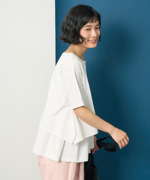 FREAK'S STORE(フリークスストア)の「藤本美貴 × FREAK'S STORE/フリークスストア ドッキングレイヤード Tシャツブラウス(Tシャツ/カットソー・レディース・ブラウン/オフホワイト/ブルー・フリ-)」の11枚目の写真