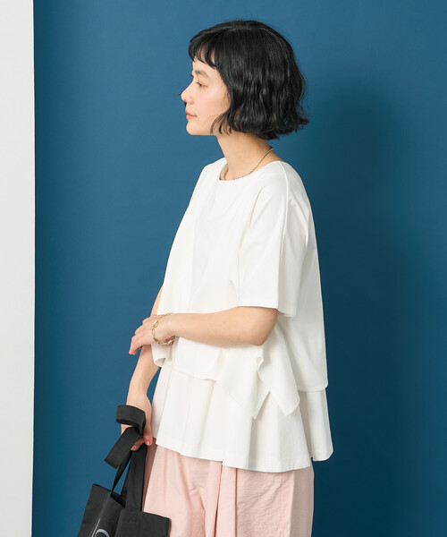 FREAK'S STORE(フリークスストア)の「藤本美貴 × FREAK'S STORE/フリークスストア ドッキングレイヤード Tシャツブラウス(Tシャツ/カットソー・レディース・ブラウン/オフホワイト/ブルー・フリ-)」の13枚目の写真