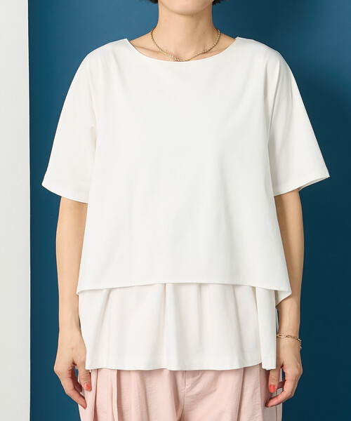 FREAK'S STORE(フリークスストア)の「藤本美貴 × FREAK'S STORE/フリークスストア ドッキングレイヤード Tシャツブラウス(Tシャツ/カットソー・レディース・ブラウン/オフホワイト/ブルー・フリ-)」の14枚目の写真