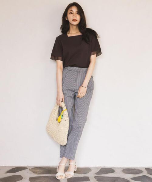 grove(グローブ)の「【二の腕カバー/UVカット・ひんやり】袖口シアースクエアネックTシャツ(Tシャツ/カットソー・レディース・ブラック/オフホワイト/ライトブルー/ブラウン系その他・02/03/05/01/04)」の15枚目の写真