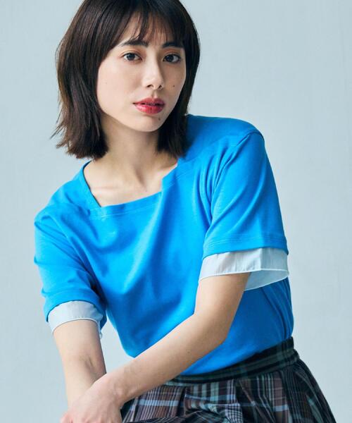 grove(グローブ)の「【二の腕カバー/UVカット・ひんやり】袖口シアースクエアネックTシャツ(Tシャツ/カットソー・レディース・ブラック/オフホワイト/ライトブルー/ブラウン系その他・02/03/05/01/04)」の20枚目の写真