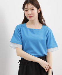 grove | 【二の腕カバー/UVカット・ひんやり】袖口シアースクエアネックTシャツ(Tシャツ/カットソー)