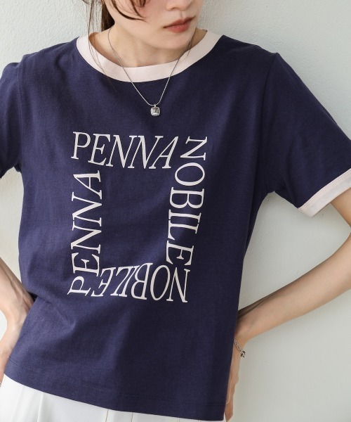 Bab（バブ）の「配色リンガーロゴ半袖Ｔシャツ（Tシャツ/カットソー・レディース・アイボリー/ネイビー/イエロー・MEDIUM）」の4枚目の写真
