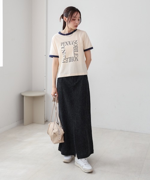 Bab（バブ）の「配色リンガーロゴ半袖Ｔシャツ（Tシャツ/カットソー・レディース・アイボリー/ネイビー/イエロー・MEDIUM）」の7枚目の写真