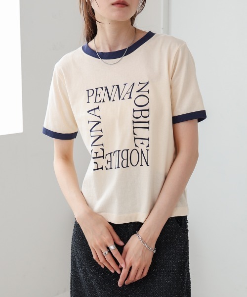 Bab（バブ）の「配色リンガーロゴ半袖Ｔシャツ（Tシャツ/カットソー・レディース・アイボリー/ネイビー/イエロー・MEDIUM）」の11枚目の写真
