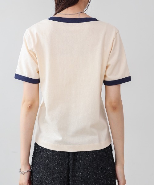 Bab（バブ）の「配色リンガーロゴ半袖Ｔシャツ（Tシャツ/カットソー・レディース・アイボリー/ネイビー/イエロー・MEDIUM）」の15枚目の写真