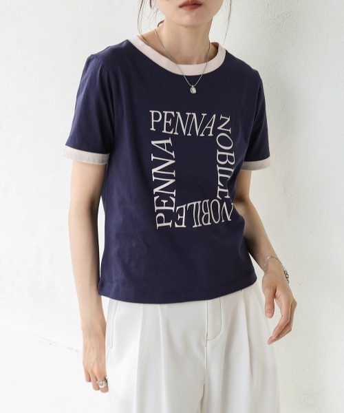 Bab（バブ）の「配色リンガーロゴ半袖Ｔシャツ（Tシャツ/カットソー・レディース・アイボリー/ネイビー/イエロー・MEDIUM）」の20枚目の写真